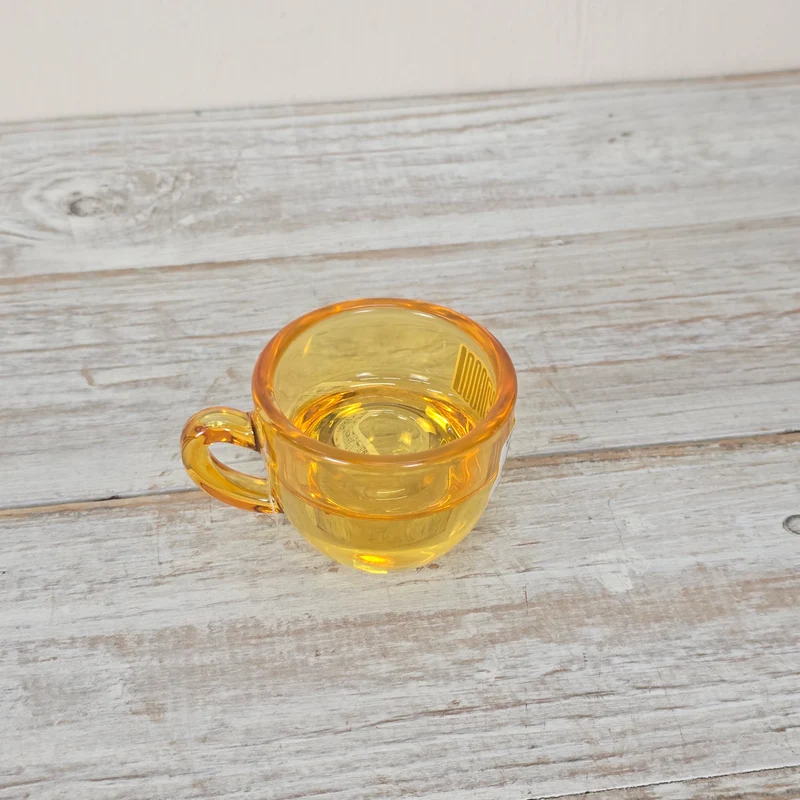 Kerzenhalter Bernstein Gelb 8cm Tassenform Glas Kerzenständer Deko