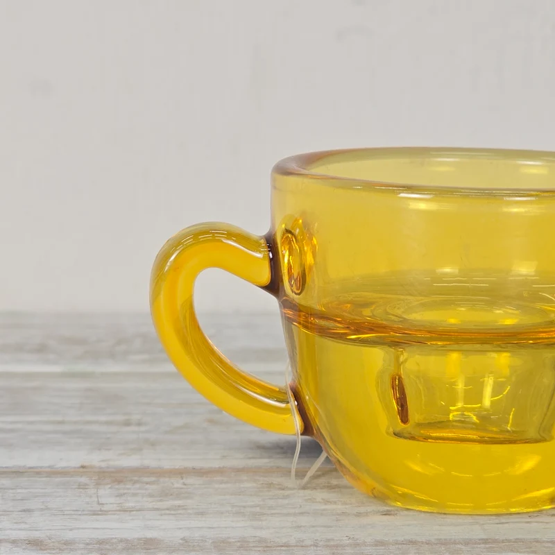 Kerzenhalter Bernstein Gelb 8cm Tassenform Glas Kerzenständer Deko