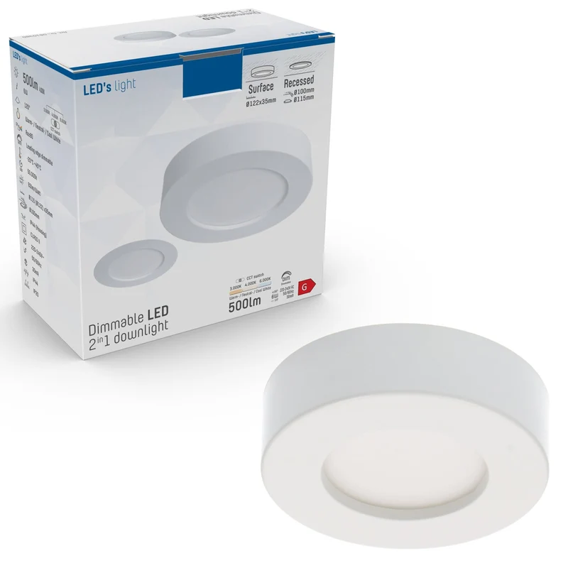 LED-Strahler 10cm dimmbar 6W CCT warm-neutral-kaltweiß Unterputz Aufputz - LED's Light