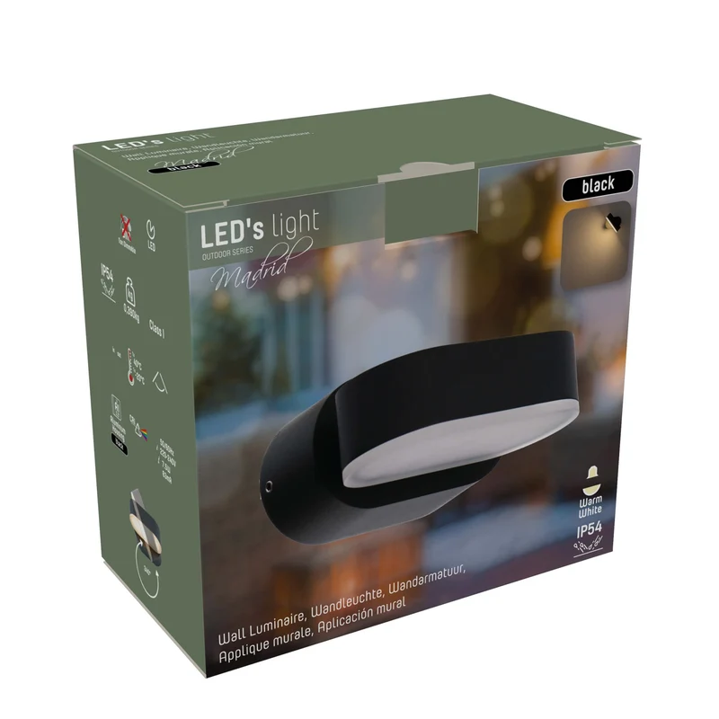 LED-Außenwandleuchte schwarz 1-flammig 7,5 Watt drehbar 340° - LED's Light