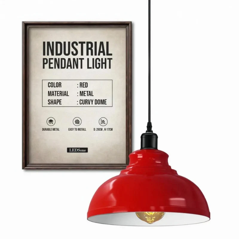 LEDSONE Bunte Pendelleuchten Industrie Metall Ø 29cm ~3277