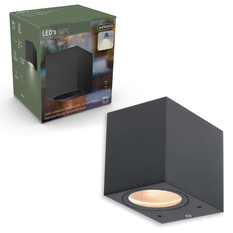 LED Wandleuchte GU10 max. 35W IP44 Anthrazit - LED's Light