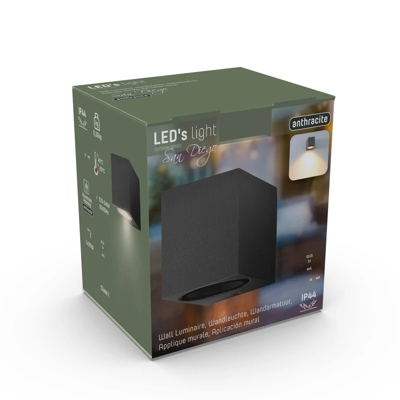 LED Wandleuchte GU10 max. 35W IP44 Anthrazit - LED's Light