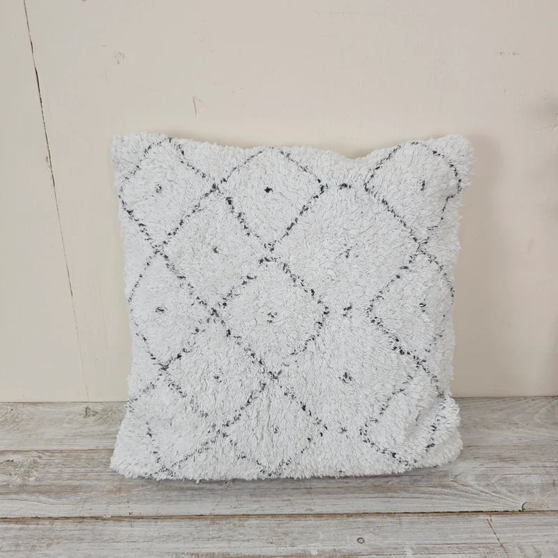 Tiseco Berber Dotted 45x45cm Zierkissen Weiß Schwarz Baumwolle Kissen Deko