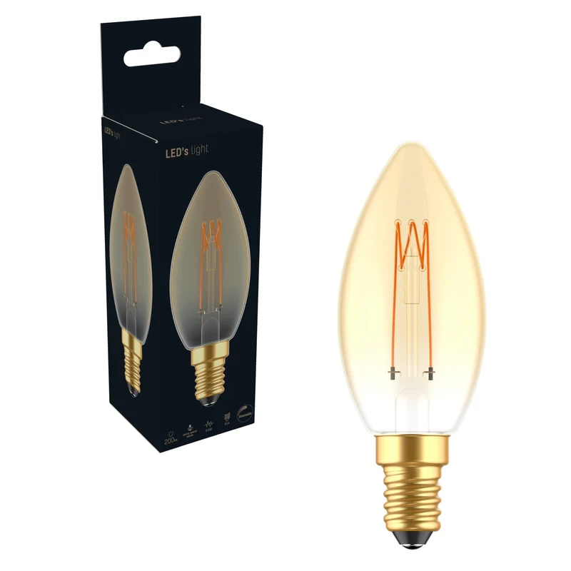 LED Filament Kerze C35 E14 2,5W 136lm 1800K Gold dimmbar Kronleuchter - LED's Light