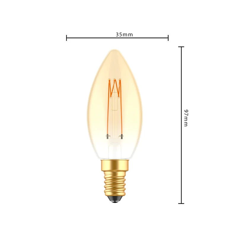 LED Filament Kerze C35 E14 2,5W 136lm 1800K Gold dimmbar Kronleuchter - LED's Light