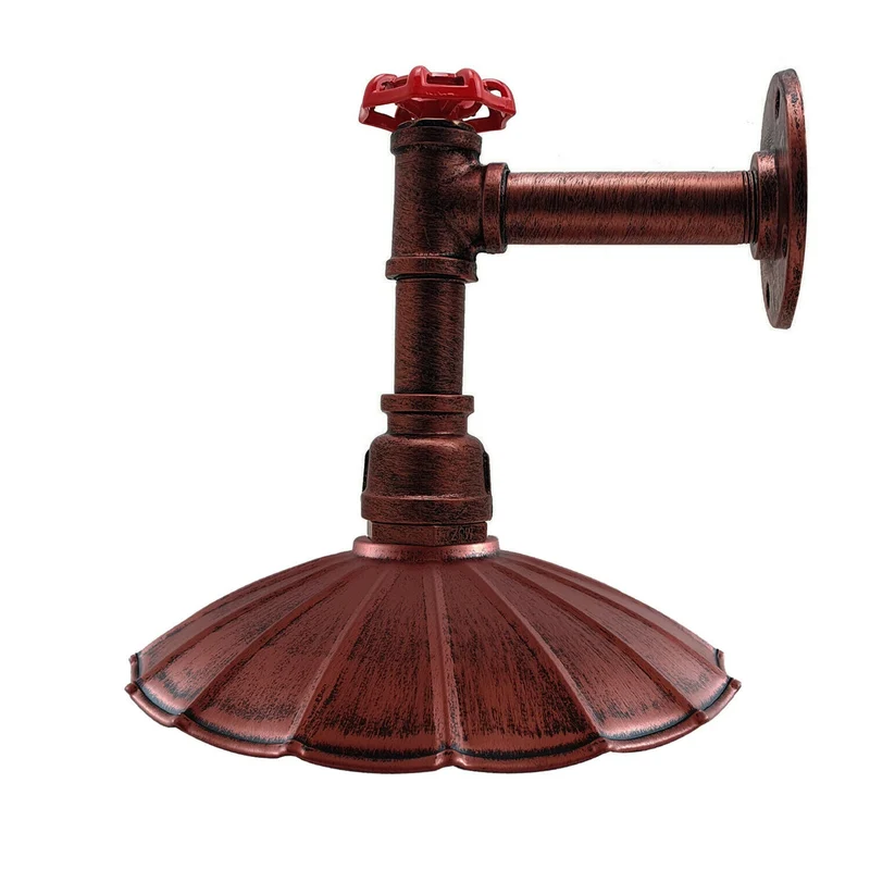 Rustikale Industrie-Wandleuchte-Roter Schirm–Vintage-E27~2300