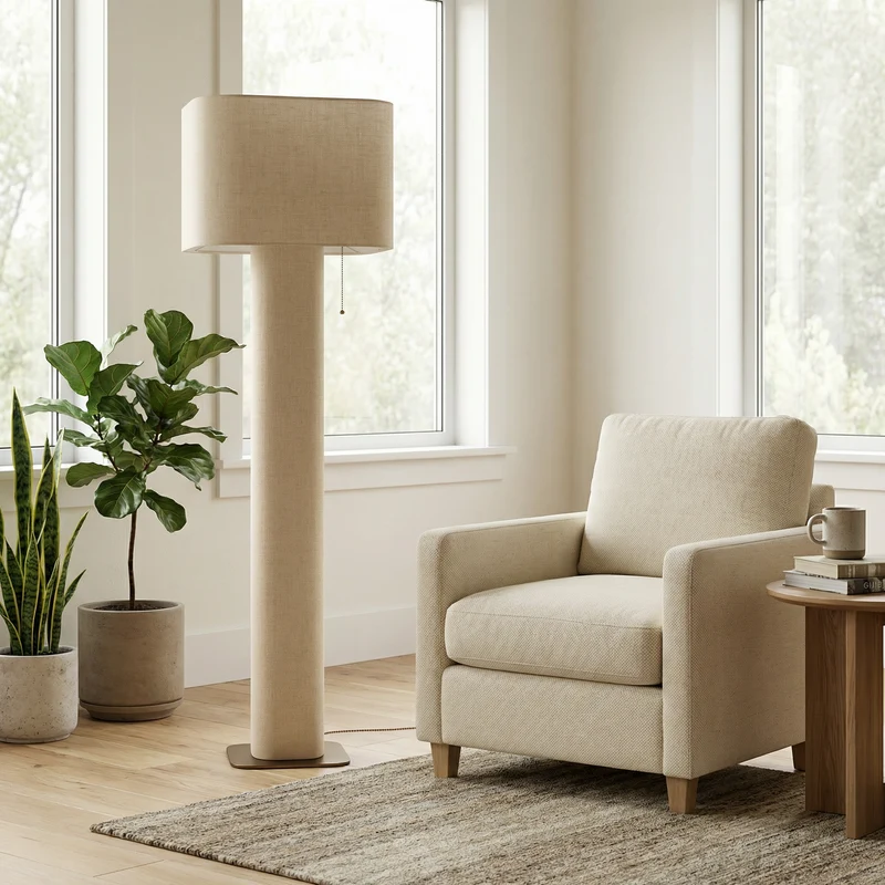 Stehlampe Stoff & Metall Wabi Sabi Stil Schlank – Hensley