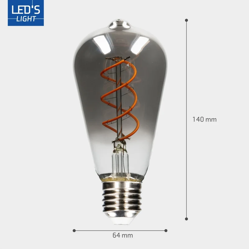 LED Edison E27 dimmbar 4,5W extra-warmweiß Smoke-Tönung ST64 - LED's Light