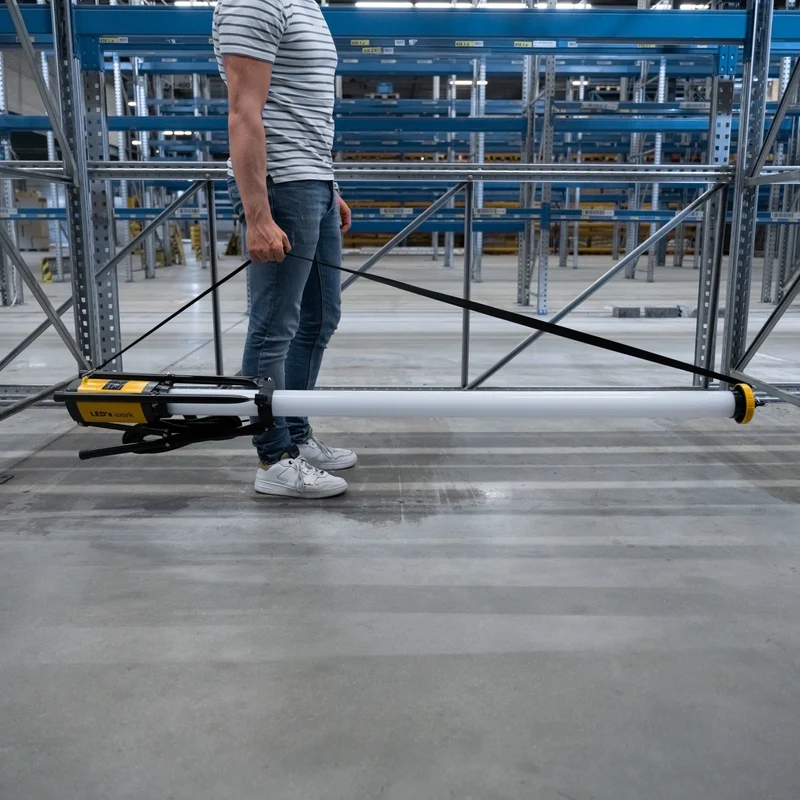 LED's Arbeitsstativ Bauleuchte 12000 - 360 Grad Rundumlicht - Extra Steckdosenanschluss - IP54 wasserdicht - 100W