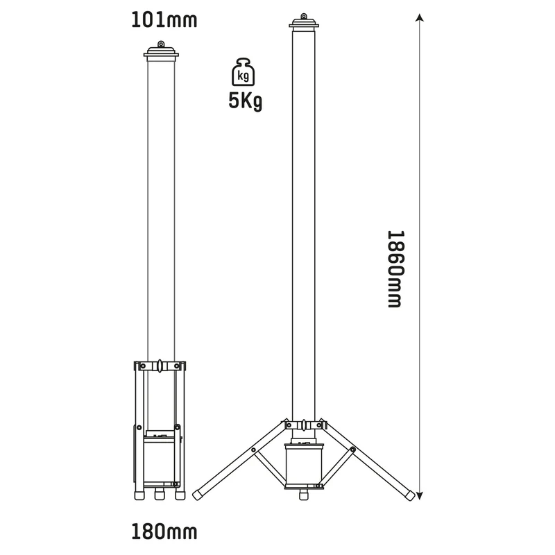 LED's Arbeitsstativ Bauleuchte 12000 - 360 Grad Rundumlicht - Extra Steckdosenanschluss - IP54 wasserdicht - 100W