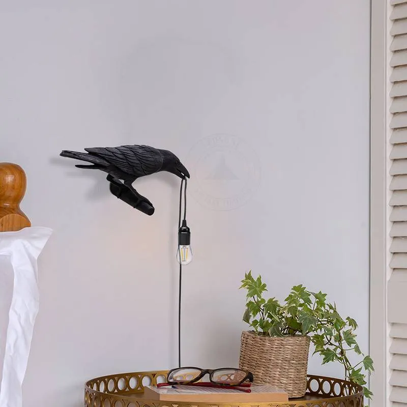 LEDSONE Raven Wandleuchte Rabe Wandlampe Schwarz E27 ~3273