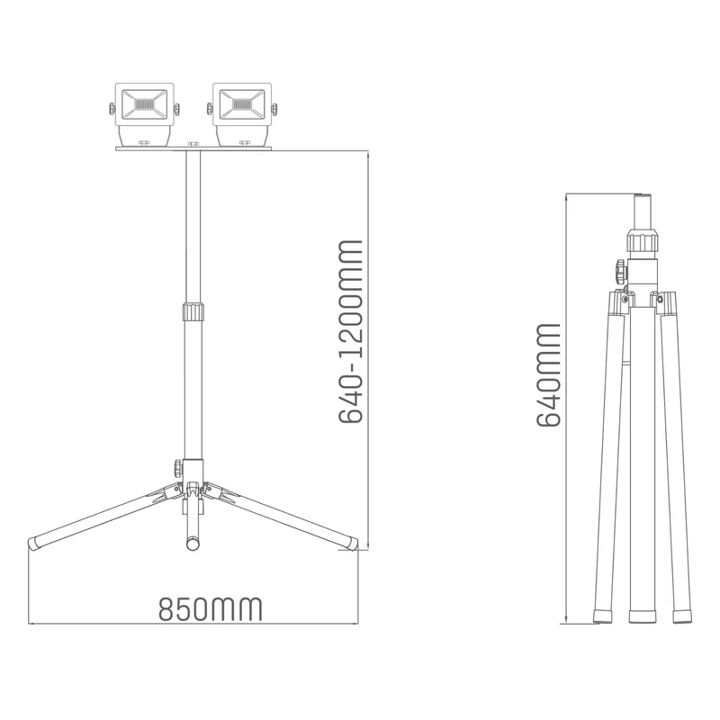 ProWork DUO Tripod LED-Arbeitsscheinwerfer auf Stativ – Höhenverstellbar – 6370 lm