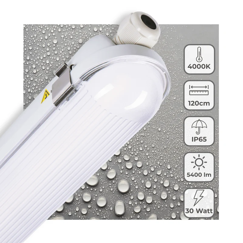 Philips LED-Leuchtstoffröhrenleuchte Light Pro mit 120 cm LED-Streifen – Verbindbar – Netzschalter – Energieeffizienzklasse B – 5400 lm – 185 lm/W – 30 W – 4000 K
