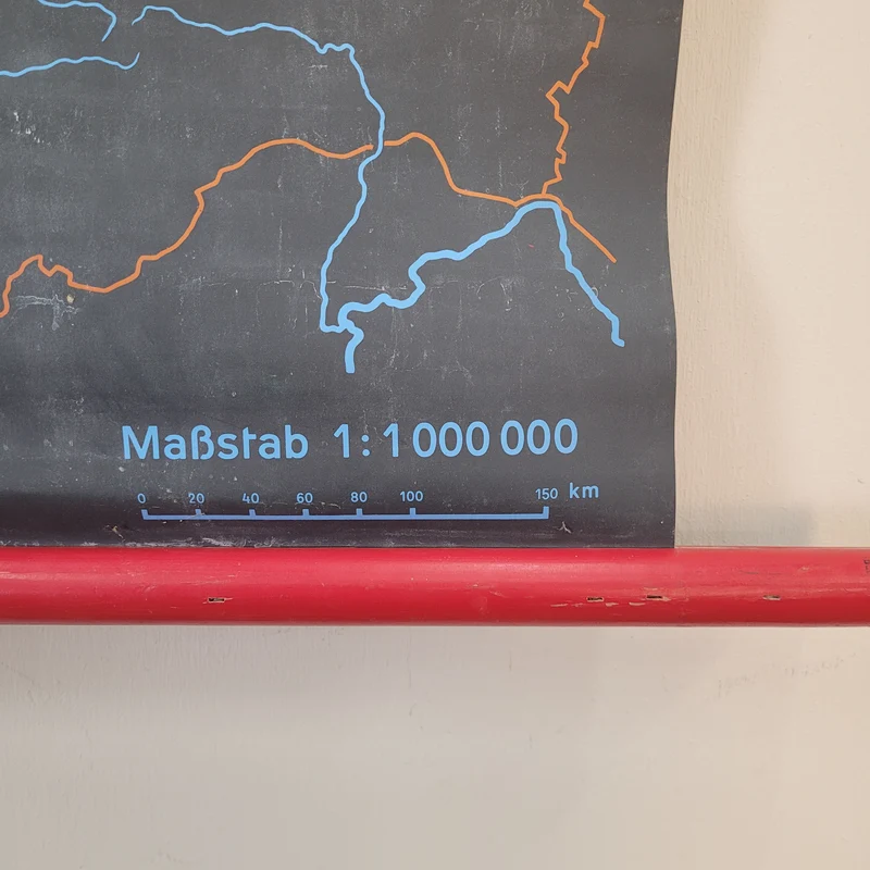 Vintage Schulwandkarte Deutschland Mitteleuropa – Lehrtafel Rollbild Wanddeko