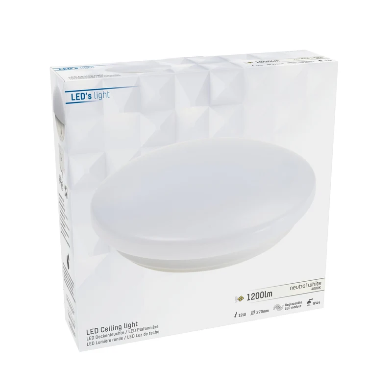 Deckenleuchte 27cm 12W neutralweiß IP44 Schutzbereich 3 geeignet - LED's Light