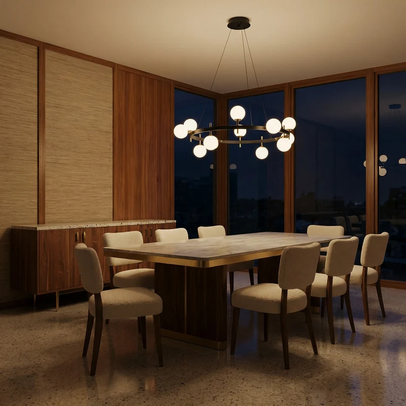 Zeitgenössischer Kronleuchter aus skulpturiertem Glas Elegantes Design Licht 3000K – Ophéa