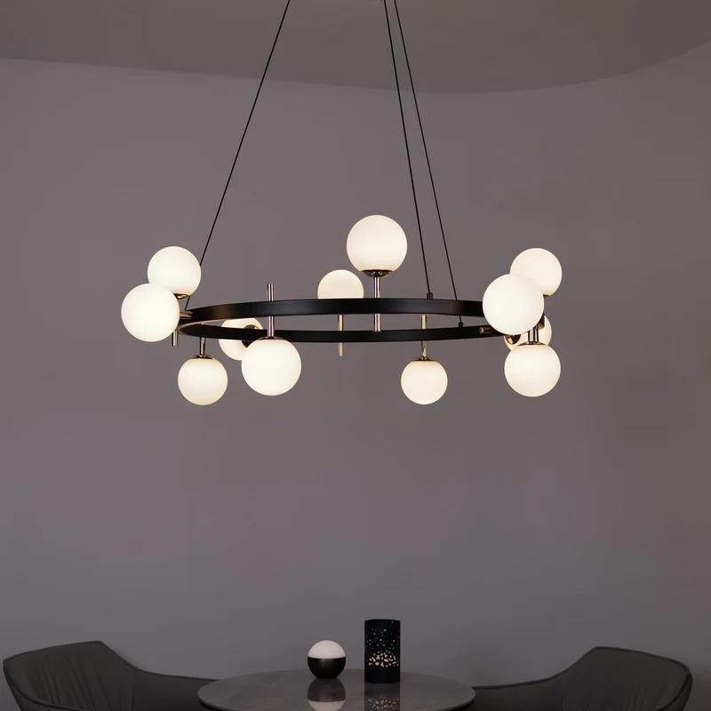 Zeitgenössischer Kronleuchter aus skulpturiertem Glas Elegantes Design Licht 3000K – Ophéa