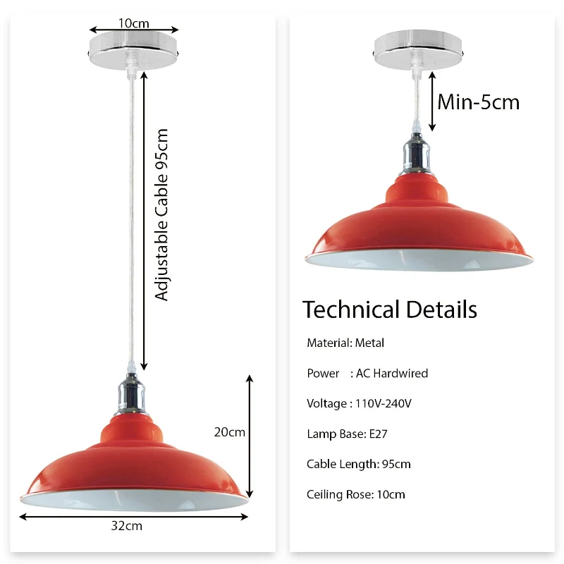 LEDSone Pendelleuchten-Set Retro Metall E27 Ø32cm ~3280