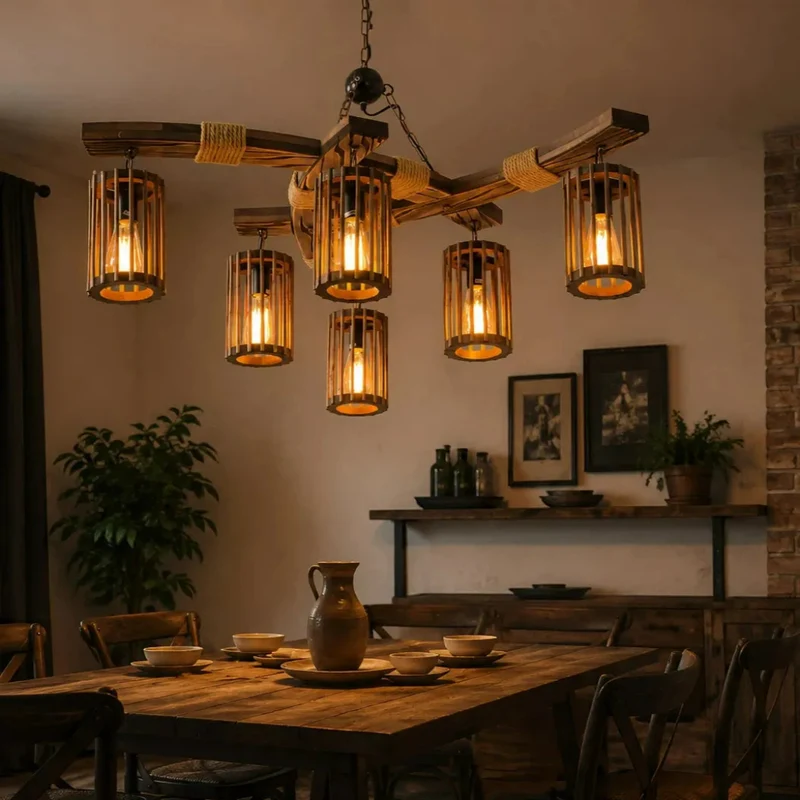 Kronleuchter Landhausstil aus Holz für Esszimmer