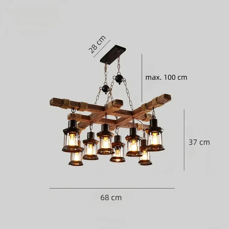 Landhaus Kronleuchter Holz und Metall für Esszimmer
