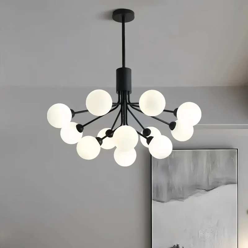 Moderner Kronleuchter aus Opalglas für das Wohnzimmer