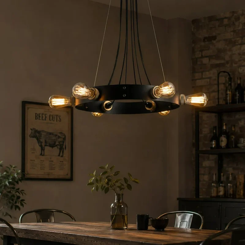 Industrielle Kronleuchter aus Metall im Ringdesign für das Esszimmer