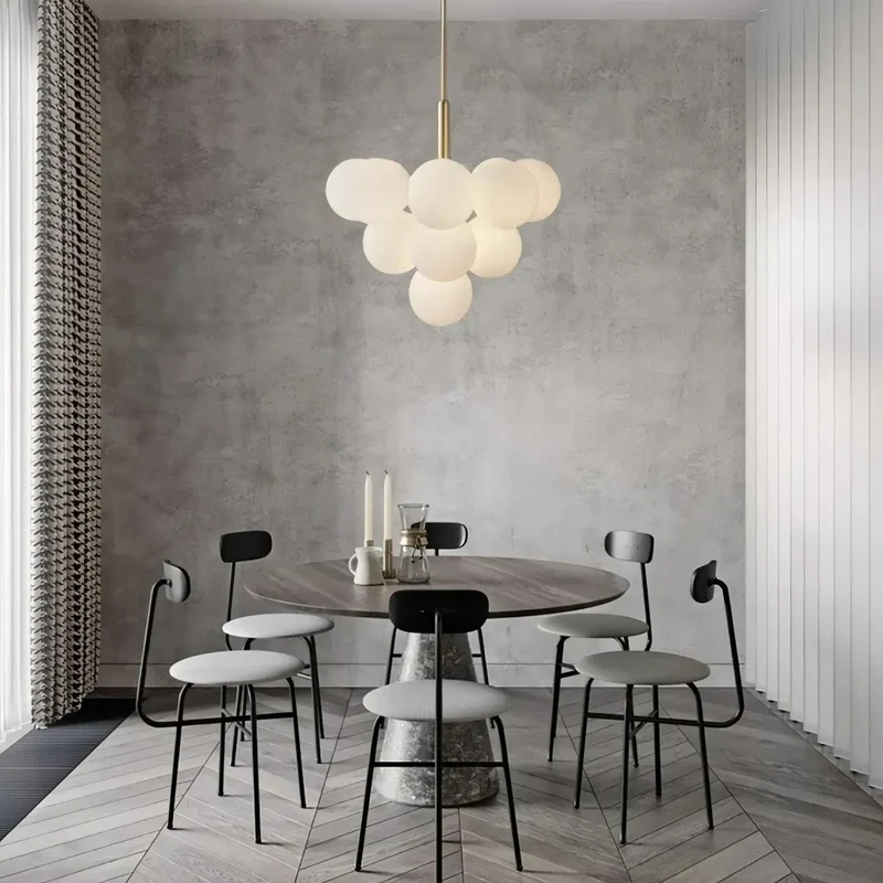 Moderne Bubble LED Pendelleuchte aus Opalglas für Esszimmer