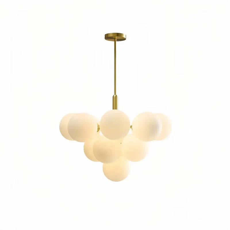 Moderne Bubble LED Pendelleuchte aus Opalglas für Esszimmer