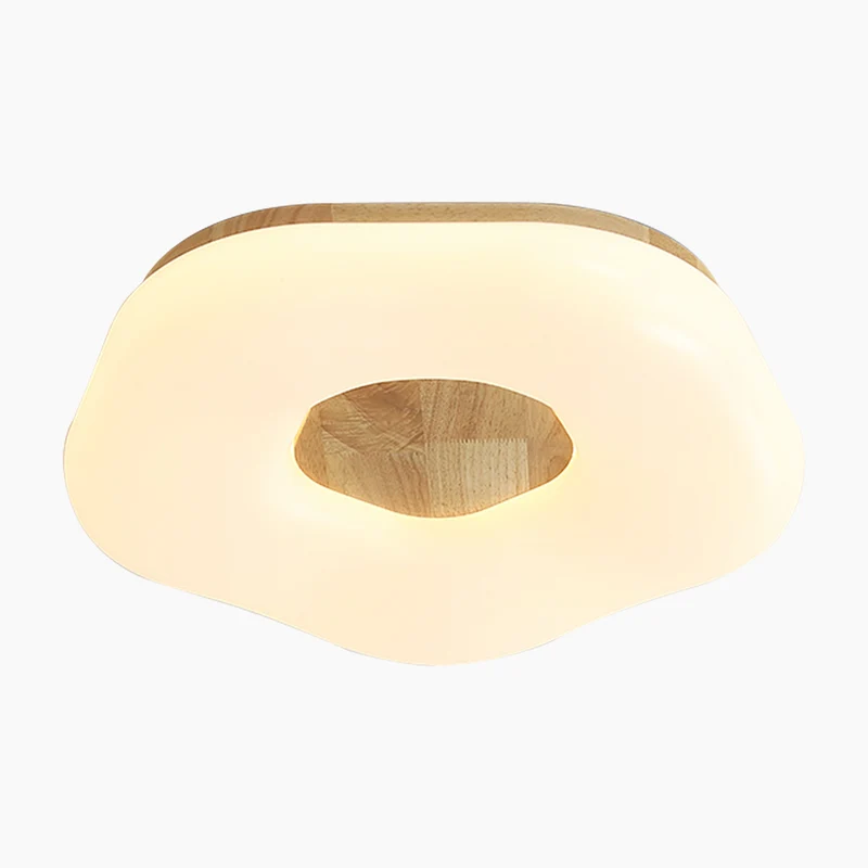 Flush Mount Ceiling Light White Artistic Flower, Wood and Acrylic