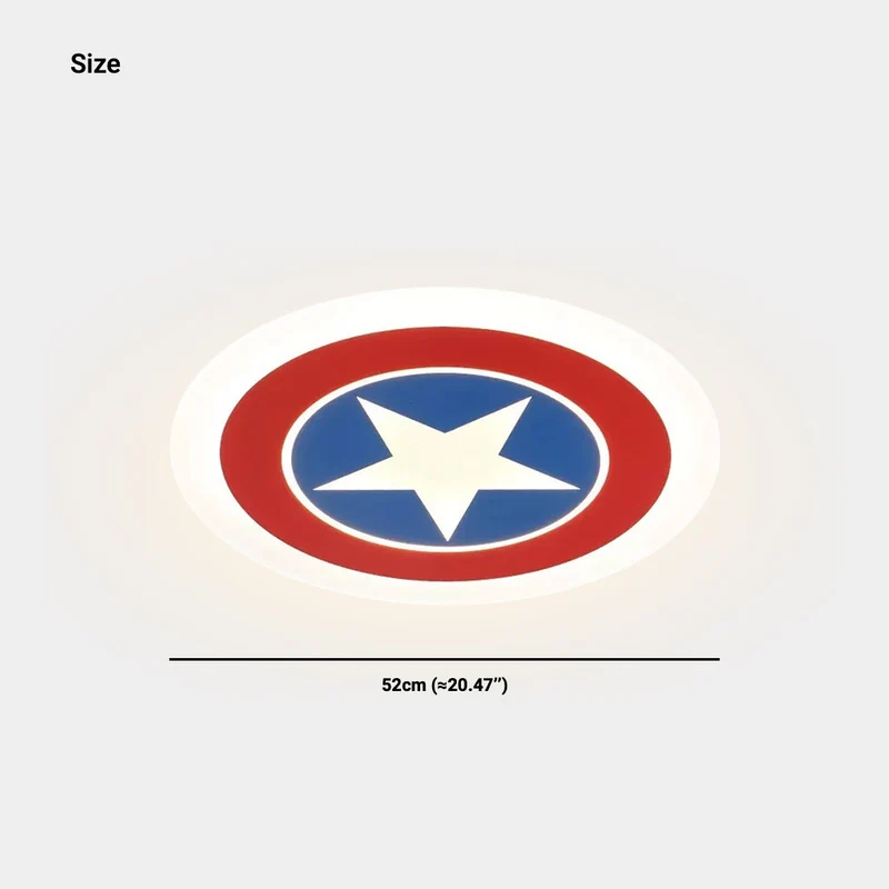 Ceiling Light Kids Bedroom Captain America Shield with Star, Iron & Acrylic