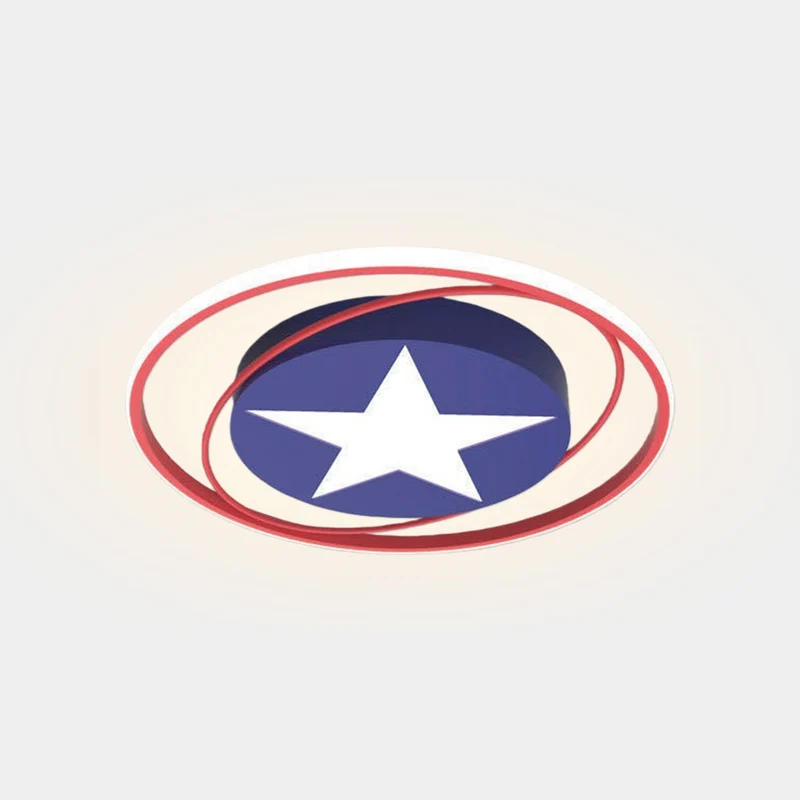 Ceiling Light Kids Bedroom Captain America Shield with Star, Iron & Acrylic