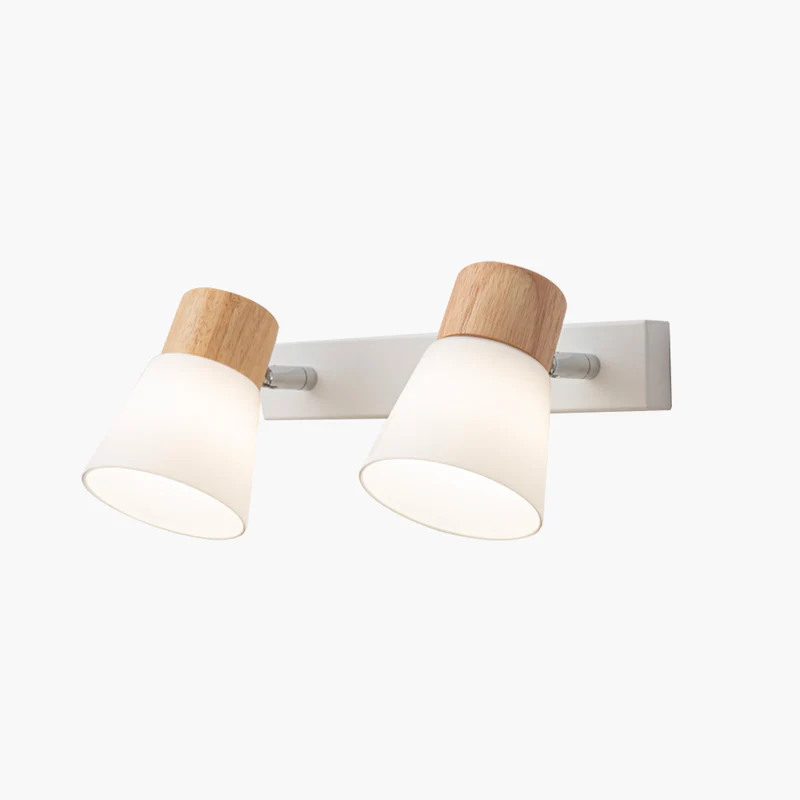 Wall Sconce Lighting Nordic White, Wood and Glass