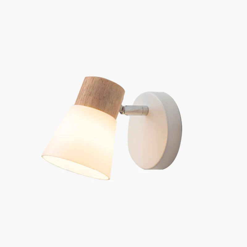 Wall Sconce Lighting Nordic White, Wood and Glass