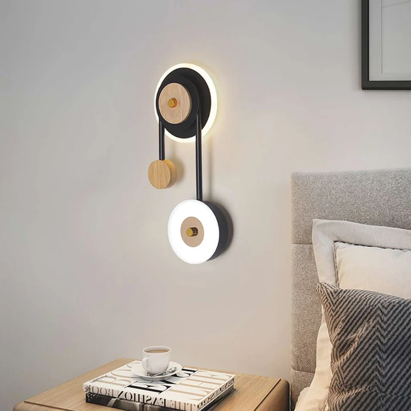 Wall Lamp Lighting Modern Unique for Bedroom, Wood & Acrylic