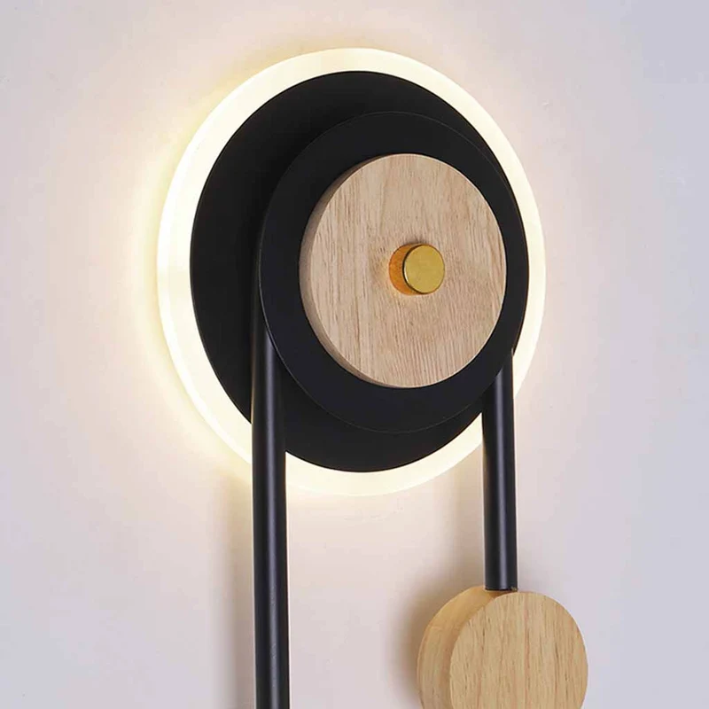 Wall Lamp Lighting Modern Unique for Bedroom, Wood & Acrylic