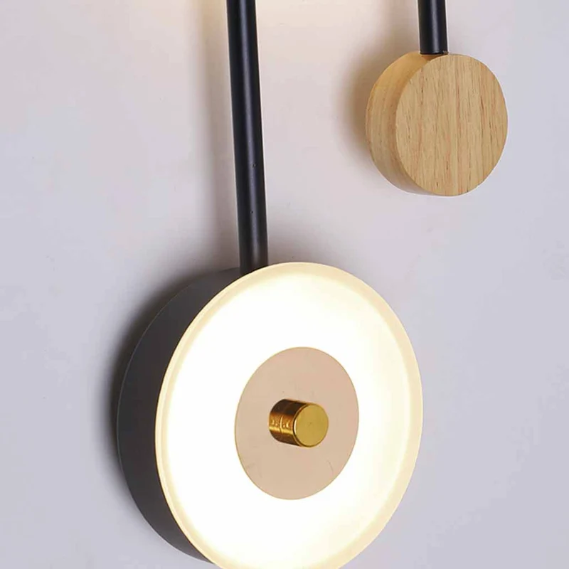 Wall Lamp Lighting Modern Unique for Bedroom, Wood & Acrylic