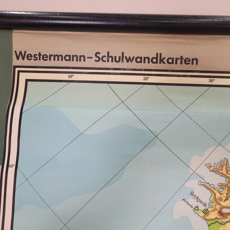 Vintage Schulwandkarte Europa Bodenverhältnisse – Lehrtafel Rollbild Wanddeko