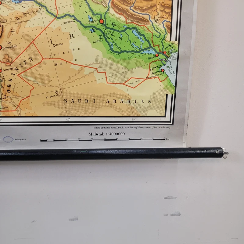Vintage Schulwandkarte Europa Bodenverhältnisse – Lehrtafel Rollbild Wanddeko