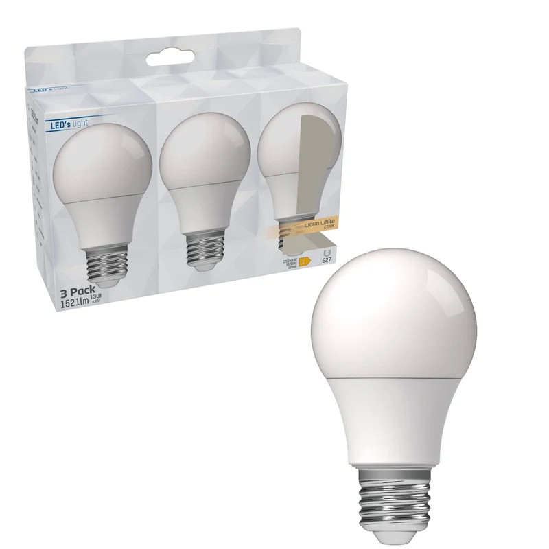 LED Birne E27 13,0W warmweiß Opal A60 3-Pack - LED's Light