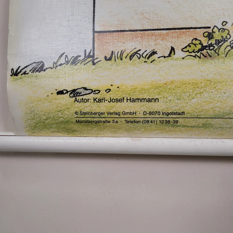 Vintage Schulwandkarte Das Wortbildungs-Haus – Lehrtafel Rollbild Wanddeko