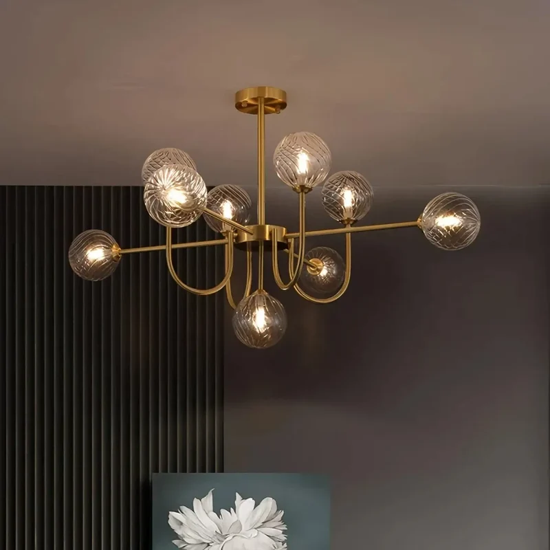 Moderner LED Sputnik Kronleuchter mit Glaskugeln für das Wohnzimmer