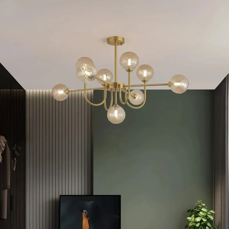 Moderner LED Sputnik Kronleuchter mit Glaskugeln für das Wohnzimmer