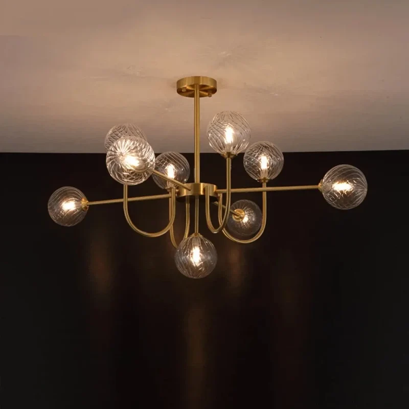 Moderner LED Sputnik Kronleuchter mit Glaskugeln für das Wohnzimmer