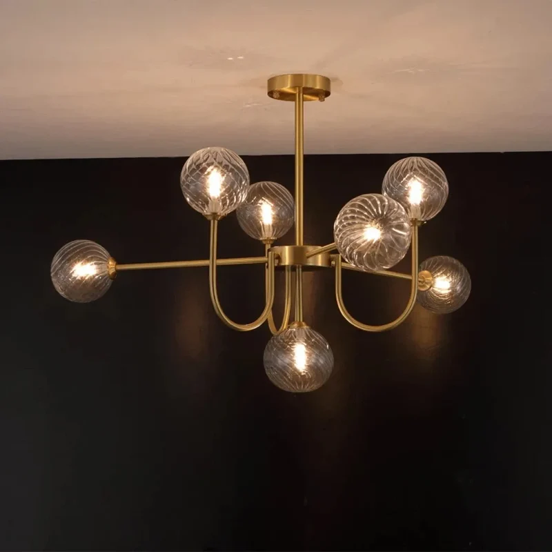Moderner LED Sputnik Kronleuchter mit Glaskugeln für das Wohnzimmer