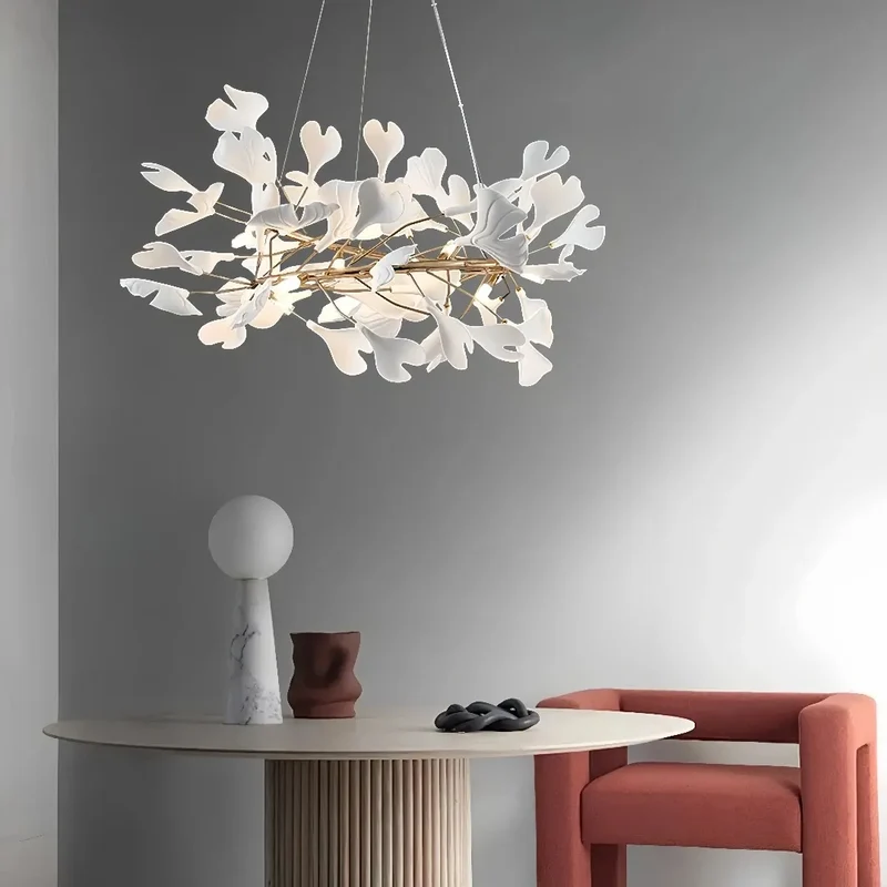 Moderne Keramik-Kronleuchter mit Ginkgo-Design fürs Wohnzimmer