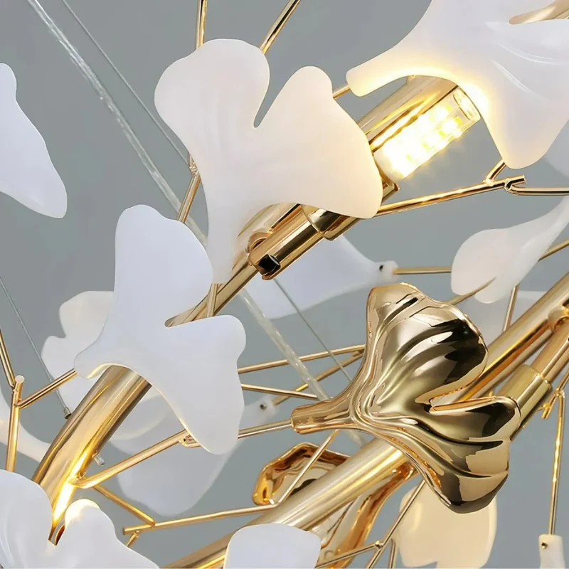 Moderne Keramik-Kronleuchter mit Ginkgo-Design fürs Wohnzimmer