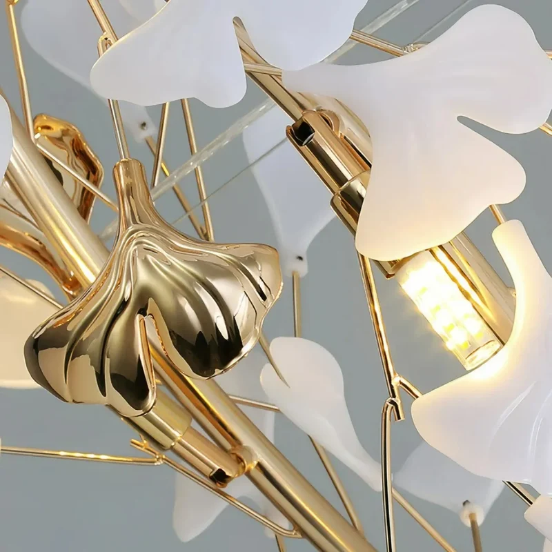 Moderne Keramik-Kronleuchter mit Ginkgo-Design fürs Wohnzimmer