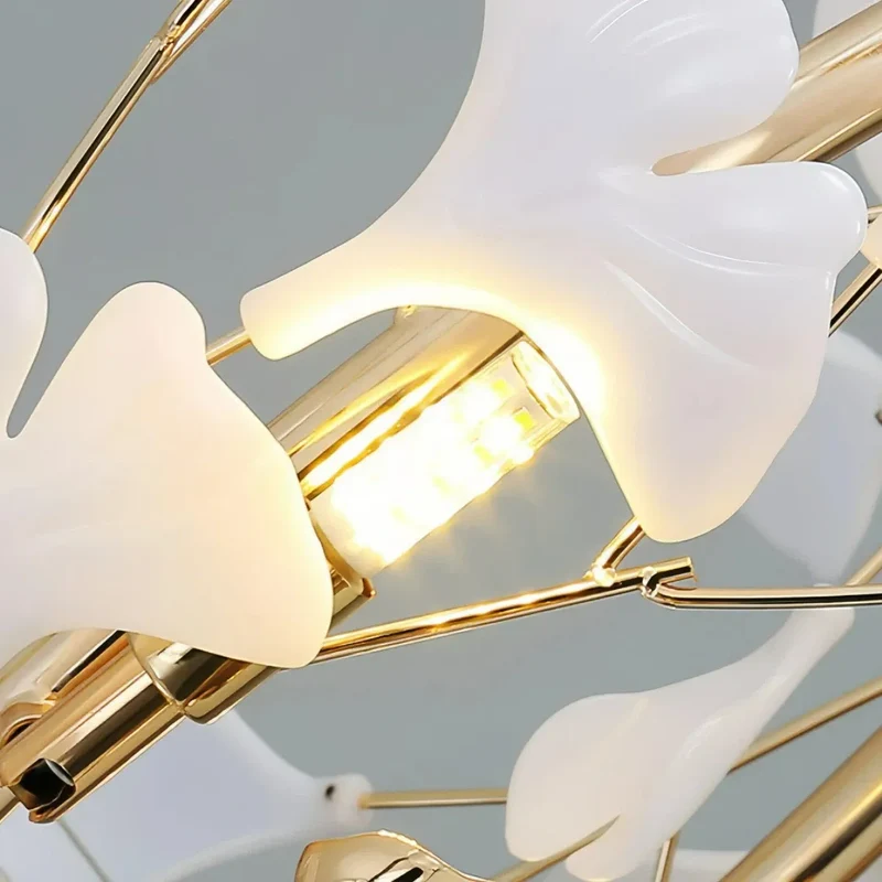 Moderne Keramik-Kronleuchter mit Ginkgo-Design fürs Wohnzimmer