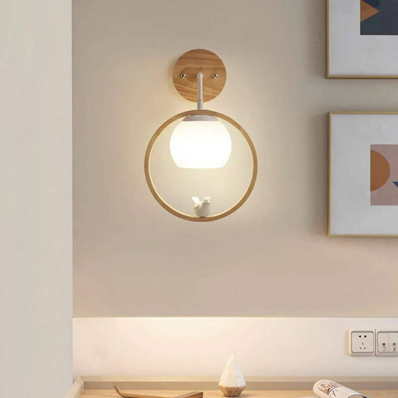Wall Sconce Lighting Modern Stylish Bird, Wood